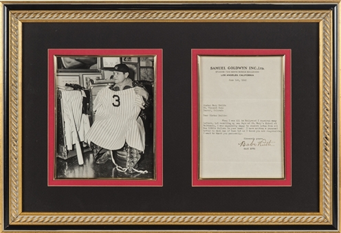 1942 Babe Ruth Signed Typewritten Letter with Photograph in Framed Display (JSA)	